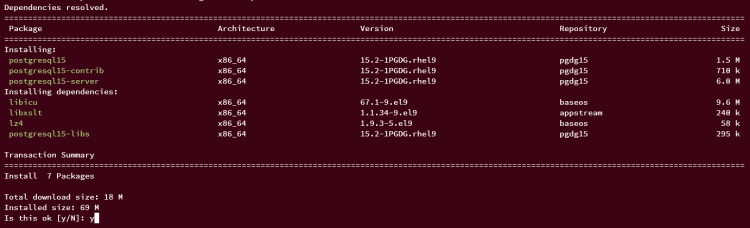 instalación de postgresql 15