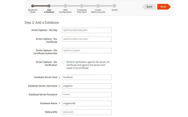 Configurar la base de datos