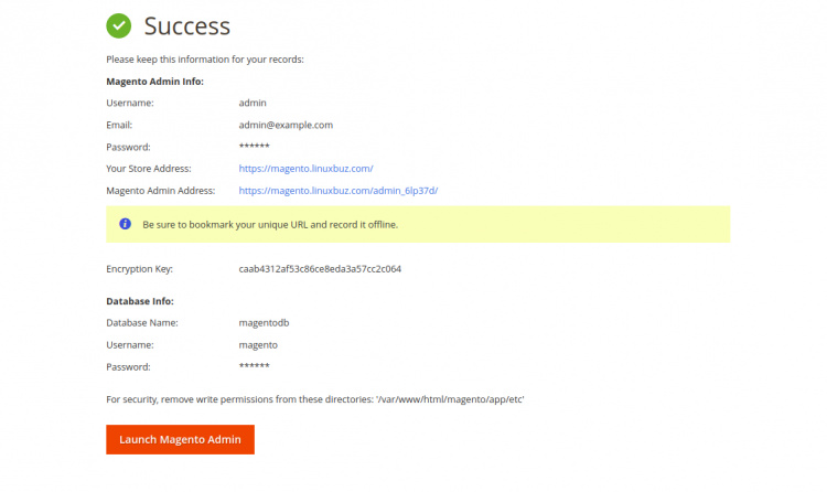 Instalación realizada con éxito
