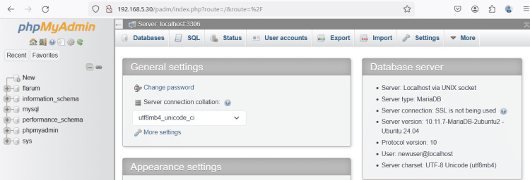 phpmyadmin nueva ruta