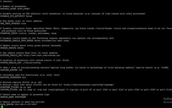 Configuración del sensor Maltrail