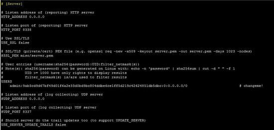 Sección del servidor