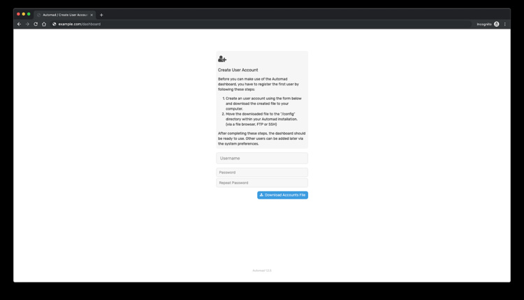 Crear usuario en Automad CMS