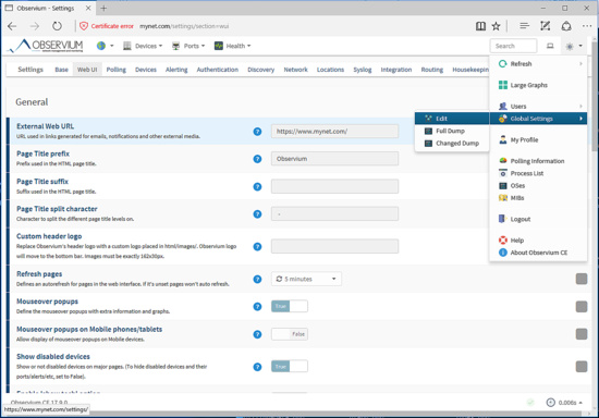 Configuración de la observación
