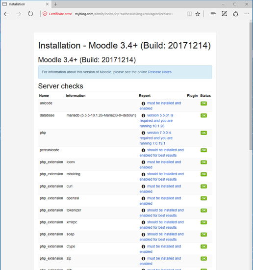 Comprobación de los requisitos del servidor