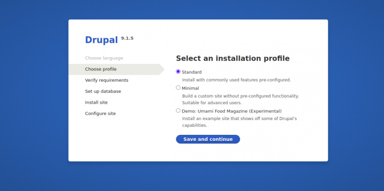 Selecciona el perfil de instalación
