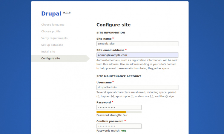 Configuración del sitio