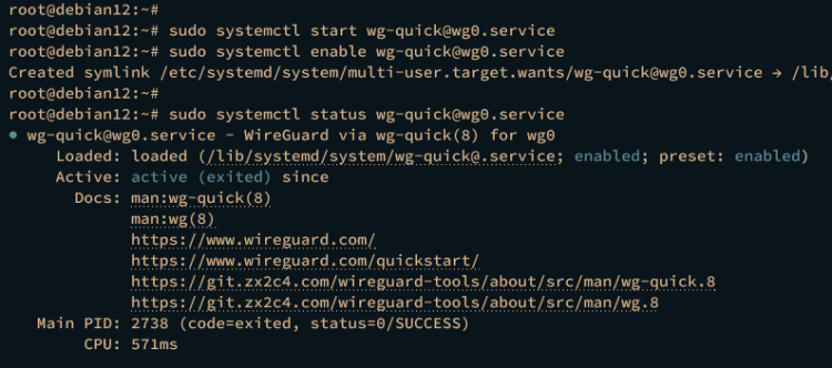 empezar a verificar el servicio wireguard