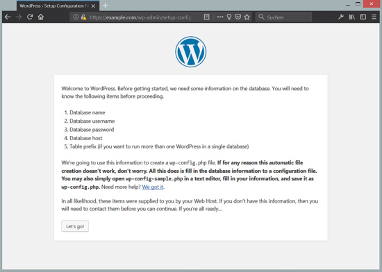 Instalador web de WordPress