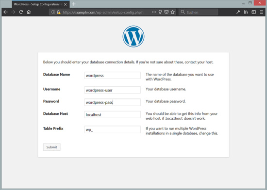 Configuración de la base de datos