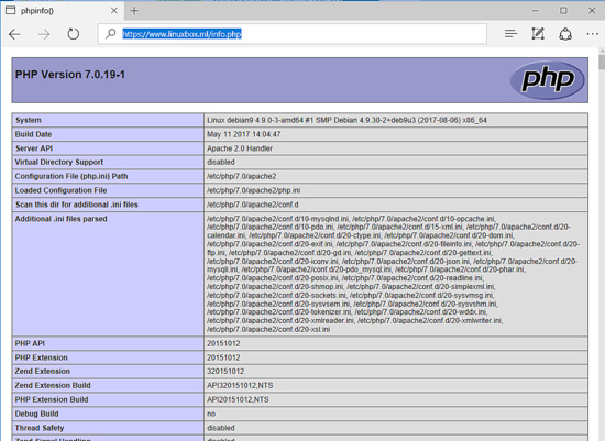 Página de prueba de información PHP