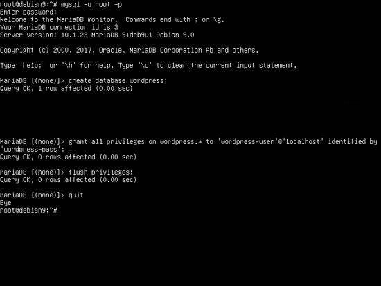 Crear la base de datos MySQL de WordPress y el usuario de la base de datos