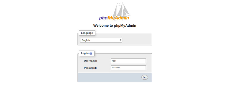 Inicia sesión como usuario root en phpMyAdmin