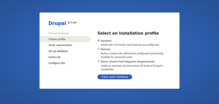 Selecciona el perfil de instalación