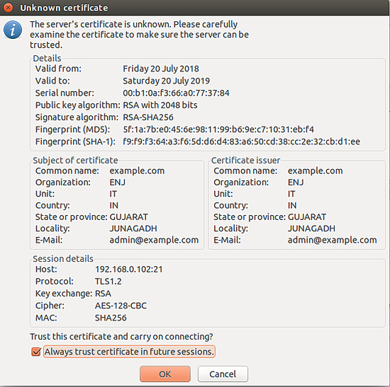 Aceptar certificado SSL