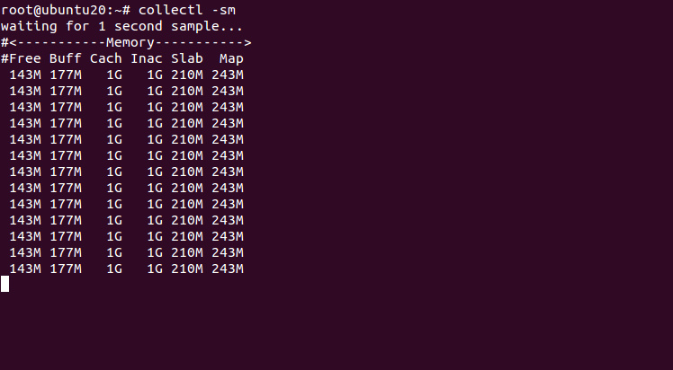 collectl -sm