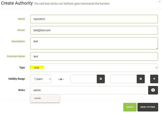 Crear una nueva autoridad