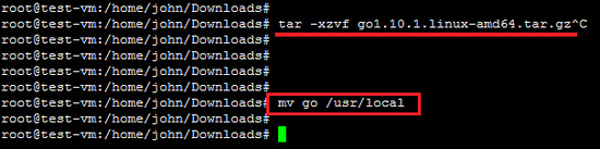 Descomprimir los archivos fuente de go