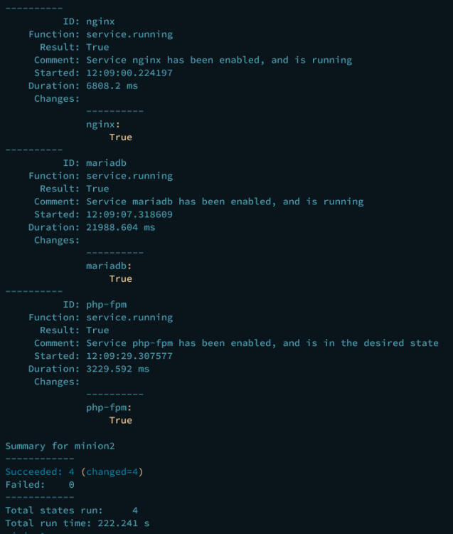 cada servicio en funcionamiento