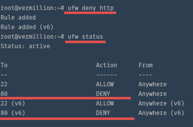 UFW niega http.