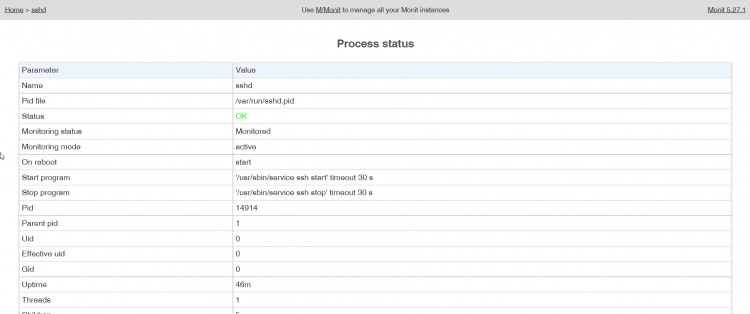 Estado del proceso SSH