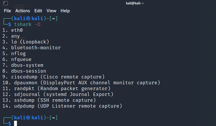 Listado de interfaces