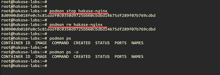 Inicio y parada de Podman