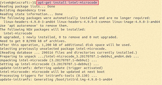 Instalar la actualización del microcódigo de Intel en Linux