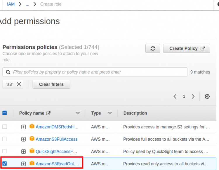 Añadir la política al papel.