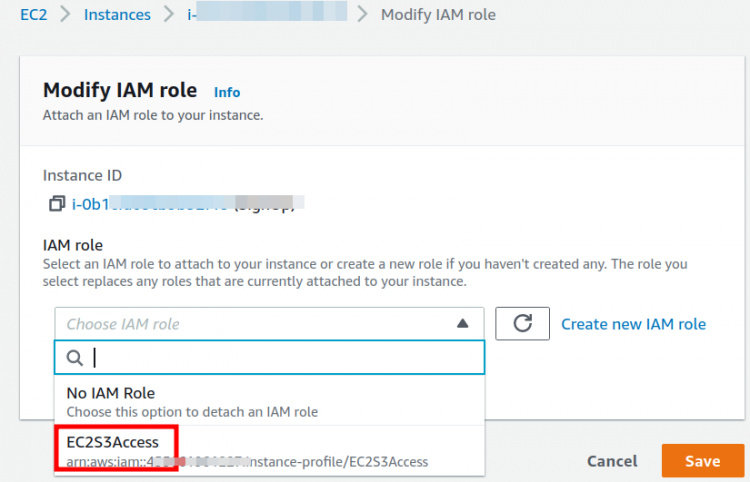 Adjuntar el rol a la instancia