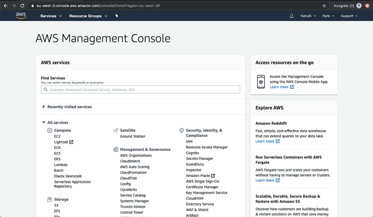 Consola de administración de AWS