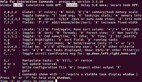 Cómo obtener ayuda con los comandos top interactivos