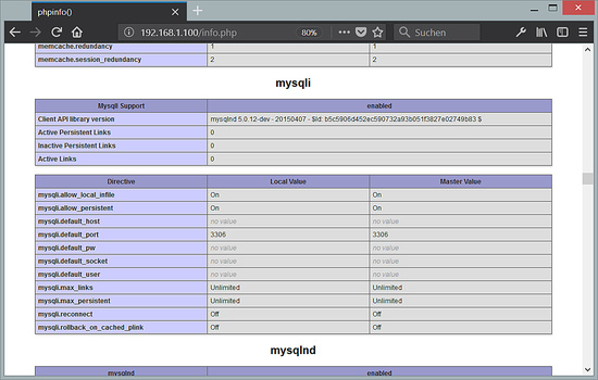 Soporte MySQL activado en PHP 7