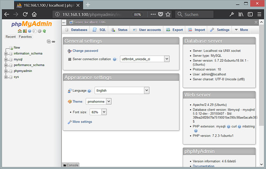 Inicia sesión como usuario administrativo en phpMyAdmin