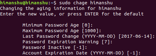 ¿Qué ocurre si se utiliza el chage sin ninguna opción?