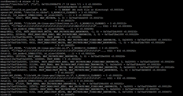 Mostrar los tiempos de las llamadas a funciones con strace